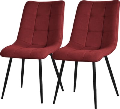Eetkamerstoelen set van 2 rood Keukenstoel met polyester hoes en stalen poten ML design