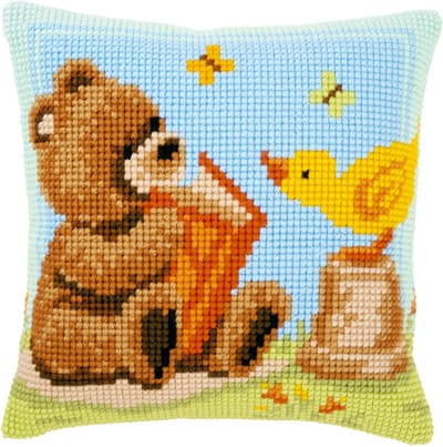 Vervaco - Kruissteekkussen kit - Popcorn leest voor - PN-0145225 - Borduren - Borduurpakket - Borduurpakket volwassenen - Borduurpakket kind