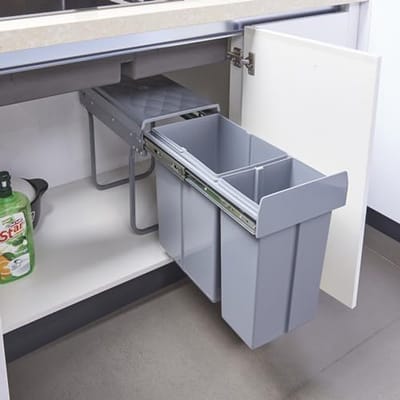 Inbouw Prullenbak met 1x20 L en 1x10 L - Grijs