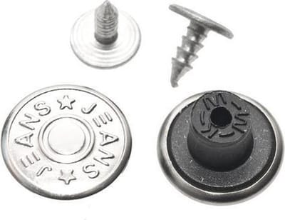 10 Jeansknopen - 15mm - zilverkleurig - nikkel - spijkerbroek - spijkerjas - inslagknopen