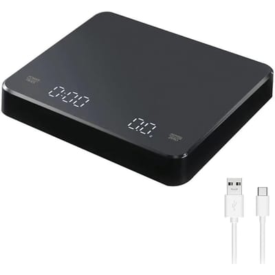 Digitale koffieweegschaal met timer LED-scherm Espresso USB 3 kg Max. Weegt 0,1 g Hoge precisiemaatregelen in Oz/ml/g Keukenweegschaal zwart