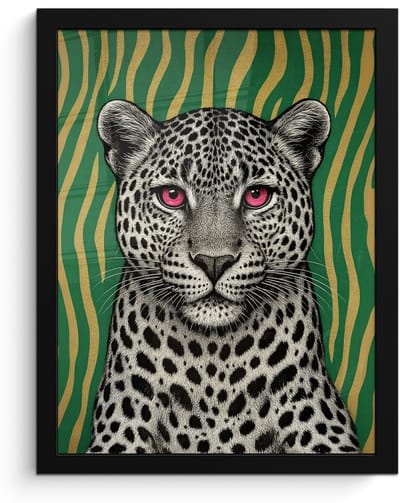 Poster in lijst - Fotolijst 30x40 cm - Posters - Panter - Zebrapatroon - Groen - Posterlijst zwart - Decoratie - Wanddecoratie woonkamer - Muurdecoratie slaapkamer