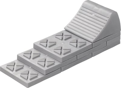 ProPlus Oprijblok - Wielbalans - Oprijbrug - Stapelbaar - Leveller - Voor Caravan of Camper - Lichtgewicht Kunststof - Maximale aslast: 5t - Inclusief draagtas - Grijs