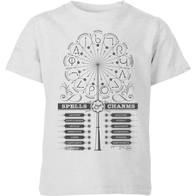 Harry Potter Spells Charms kinder t-shirt - Grijs - 98/104 (3-4 jaar)