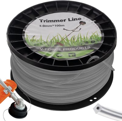 Grastrimmer draad - Reserve draad - Gazon onderhoud - Vierkant profiel - 100 meter - Zwart transparant