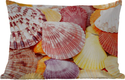 Buitenkussens - Tuin - Schelpen - Rood - Geel - Strand - Zomer - 50x30 cm