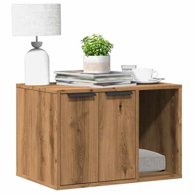 vidaXL - Kattenbakkast - 60x40x40 - cm - bewerkt - hout - artisanaal - eikenkleurig