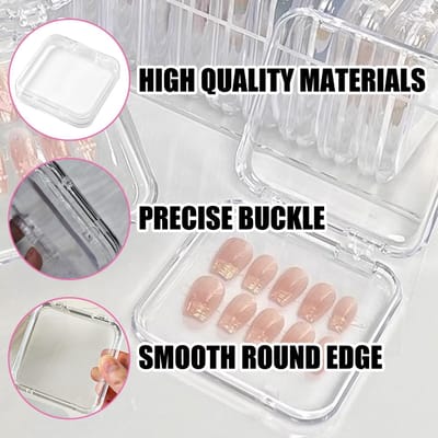 8 stuks Press-on nagelverpakkingsdoos, met 30 stuks zelfklevende dubbelzijdige tape, acryl displaycontainer, transparante opbergdoos, voor nagelsalon, zaken, huishoudelijke opbergbenodigdheden