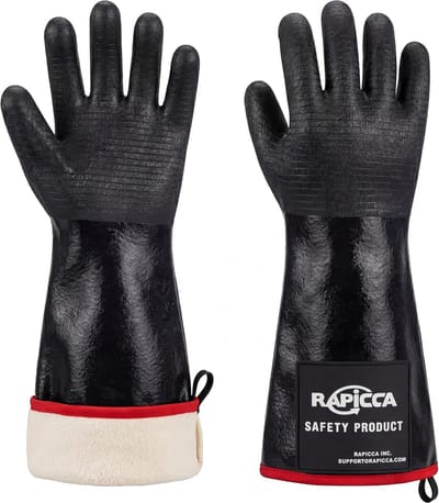 SnelShoppen - BBQ-Handschoenen Hittebestendig XL - Waterdicht, Oliebestendig, Neopreen Rubber, 43.2cm voor Grill, Roker, Koken, Barbecue - Ideaal voor