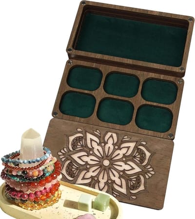 Kralenplank Organizer - Sieraden Bakje - Armbanden Maken - Twee Laags Opslag - 26.6 cm - Houtkleur