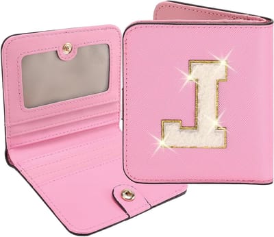 Stijlvolle kleine damesportemonnee met rits, RFID-bescherming, perfect als cadeau voor tieners en vrouwen, roze, maat L