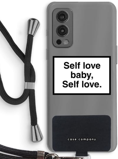 Case Company® - Hoesje met koord geschikt voor OnePlus Nord 2 5G hoesje met Koord - Self love - Telefoonhoesje met Zwart Koord - Bescherming aan alle Kanten en Over de Schermrand