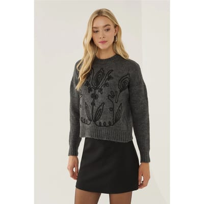 Bloemenpatroon Crew Neck Trui