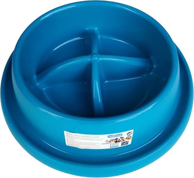 Nobleza Honden anti schrok voerbak - Inhoud 400 ml - Anti schrokbak hond - Slowfeeder hond - Rond - Blauw