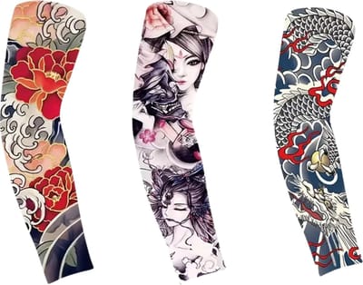 Livano Tattoo Sleeve - Voor Volwassenen - Mouw - Tatoeage - Arm Warmer - Zonbescherming - UV Beschermend - 3 Stuks
