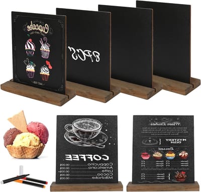 Mini Krijtborden Set van 8 Stuks - Dubbelzijdige Krijtborden met Houten Stand voor Café, Feest en Decoratie