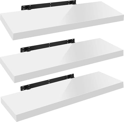 Bolt Edge Wandplank - Zwevend - 80cm - Wit - Fotoplank of boekenplank - Hout MDF
