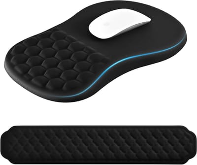 Ergonomische Muismat met Polssteun en Massagefunctie, Antislip Ondergrond, Ideaal voor Thuiswerk en Gaming, Zwart