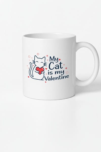 Mok met 'My Cat is my Valentine' Tekst & Lieve Kat - Perfect Valentijnscadeau