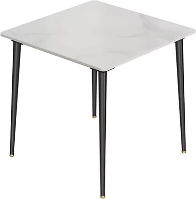 Marmeren Eetkamertafel 4 Personen - Glossy Wit - Metalen Poten - Voor Keuken, Restaurant & Café