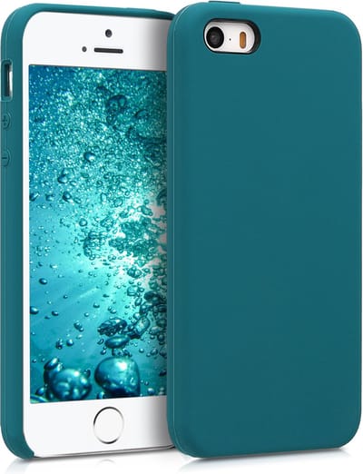 kwmobile telefoonhoesje geschikt voor Apple iPhone SE (1.Gen 2016) / iPhone 5 / iPhone 5S - Hoesje met siliconen coating - Smartphone case in mat petrol