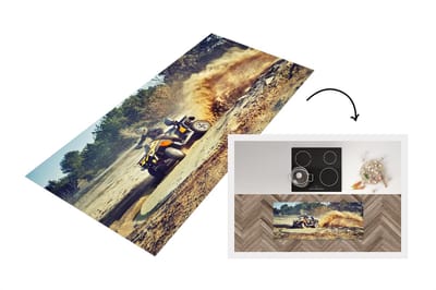 Keukenloper - Loper keuken - Quad - Race - Zand - 120x50 cm - Keukenloper vinyl