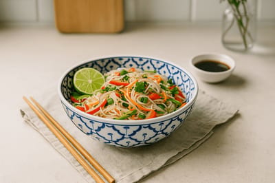 Thaise Kom 18 cm – Handgeschilderd Keramiek – Blauw Wit Servies – Saladekom – Soepkom – Authentiek Thai Design