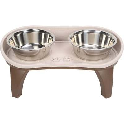 Plateau Gamelle Chien Table à Manger pour Animaux Gamelle Double en Acier Inoxydable Distributeur pour Chien Gamelle Antidérapante pour Animaux gray