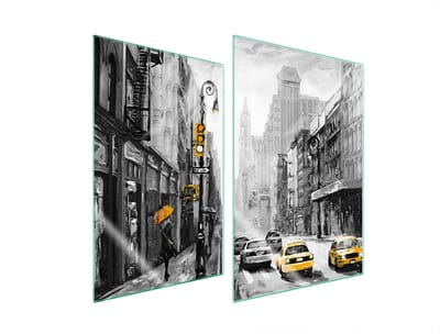 TMK ArtDeko - Serie - Glazen Beschermplaat - 2x35x52 cm - Stad Design