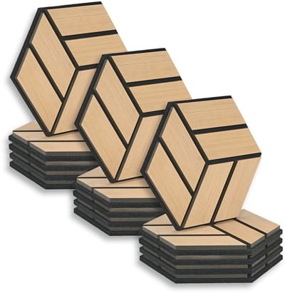 Homestyle4u akoestisch paneel - 15 stuks - Natuurlijk - Zeskant