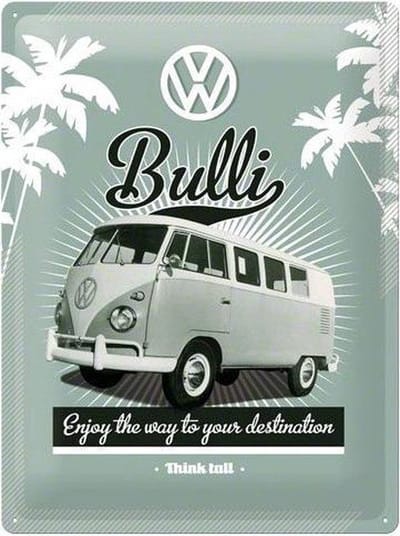 Metalen wandbord 'Volkswagen VW Bulli' 15 x 20 cm