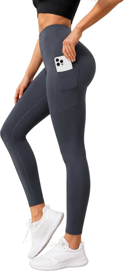 SparkNine Pacepocket dames sportlegging - met handige zakken - XXL - grijs - hoge taille - elastisch - squatproof - niet doorschijnend