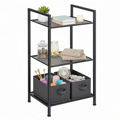 SONGMICS - Stellingkast - Opbergrek metaal - 3 Lagen - Verstelbare Planken