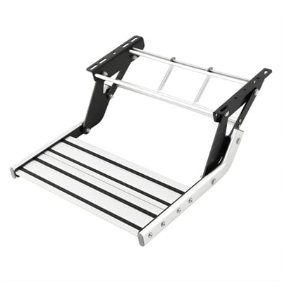 Opstapkruk / Caravan Stap – Opvouwbaar – Aluminium – Draagvermogen 150 kg – Enkele Stap – 54 x 61 x 20 cm – Zilver