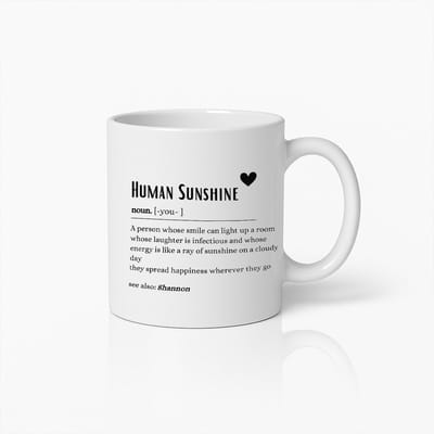 Inspirerende Mok – "Human Sunshine" Definitie Ontwerp – Opbeurend Cadeau voor Vrienden, Familie of Collega’s – Positieve Vibes Koffiemok