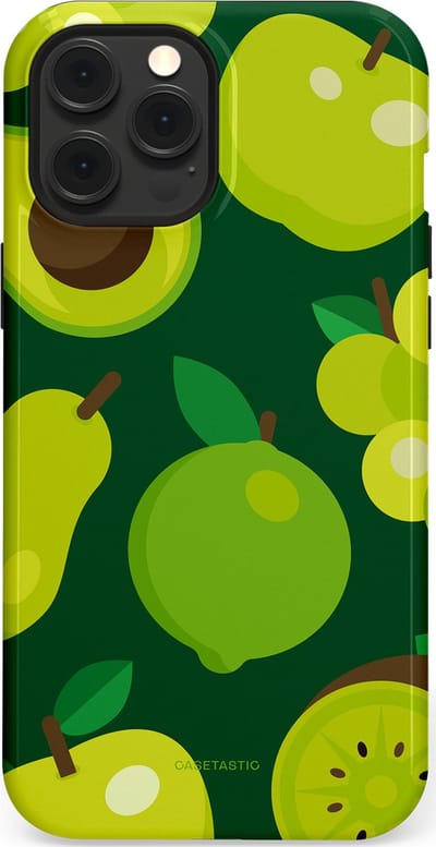 Casetastic Hoesje Geschikt voor Apple iPhone 12 Pro Max Magsafe - Stijlvolle Beschermende Duo-layer Case - Peren Appel Groen