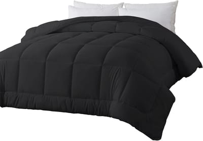 Alternatief Donsdekbed met Hoeklussen - Gewatteerd Queensize Dekbed voor Alle Seizoenen - 240 g/m² - Zwart - Machinewasbaar Microvezel Beddengoed