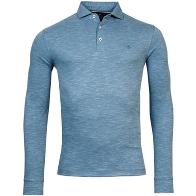 Baileys Polo 2Tone Slub Interlock Long Sleeve Denim Blue / male