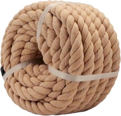 Natuurlijk Katoenen Touw 2,5 cm x 15 m - Dikker Touw voor Touwtrekken, Leuningen, Hangmat en Decoratie