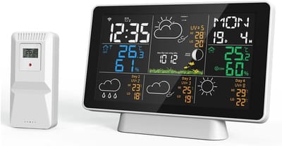 Weerstation - Thermometer Hygrometer - Weersvoorspelling Huis - Draadloze Buitenmeting - 75 Inch Display - Wit