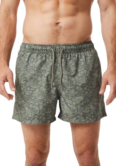 Björn Borg Print Swim Shorts - heren zwembroek - olijfgroene ananas print
