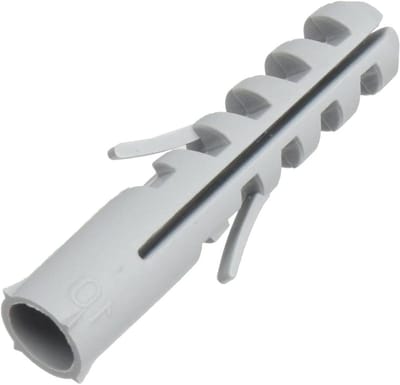 Nylon pluggen - Montage ankers - Vastzetten van objecten - Randloos en rotatievrij - 10 x 50 mm - Grijs
