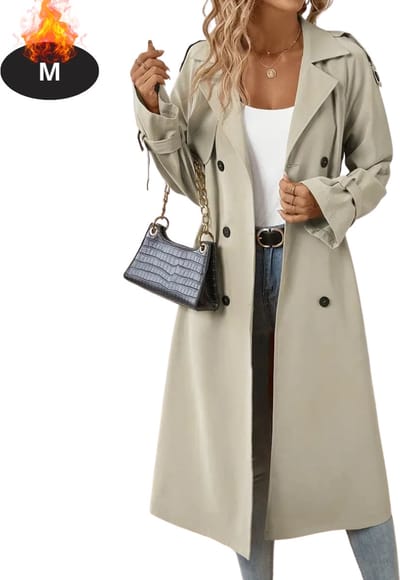 Bovista Mantel Dames - Tussenmantel - Jas - Mantelpakje - Trenchcoat - Overjas - Overcoat - Winter - Khaki - M
