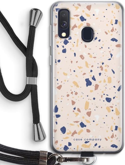 Case Company® - Hoesje met koord geschikt voor Samsung Galaxy A40 hoesje met Koord - Terrazzo N°23 - Telefoonhoesje met Zwart Koord - Bescherming aan alle Kanten en Over de Schermrand