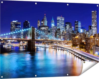 Gards Tuinposter Skyline New York in het Centrum - 120x80 cm - Tuindoek - Tuindecoratie - Wanddecoratie buiten - Tuinschilderij