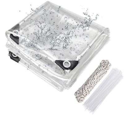 zeil met ogen, 420 g/m², 0,8 x 1,2 m, afdekzeil, tentzeil, waterdicht, met touw en kabelbinders, pvc-materiaal, weerbestendig zeil voor regenbescherming voor planten, kas, tuinmeubelen