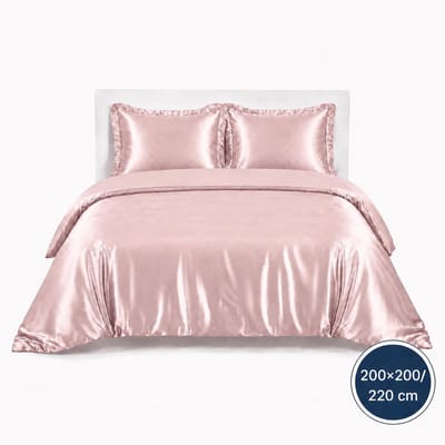 Satijnen Dekbedovertrek - Licht Roze - 200x200/220 - Luxe & Koel - Zacht & Ademend - Incl. Kussenslopen