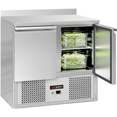 GGM Gastro Kühltisch ECO - 900x700mm - mit 2 Türen - mit Aufkantung Zilver