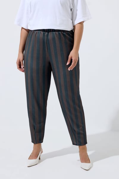 Limited Collection Chocoladebruine Gestreepte Barrel Broek Size 40