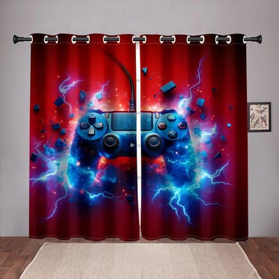Jeux de Chambre à Coucher Rideaux Manette de Jeu Vidéo Espace Gamer Décoration Homme Rideaux Manette de Jeu Traitement de Fenêtre Rideaux Idéal pour l'Espace du Salon 100W130H(CM)40x51in&Grommet Top